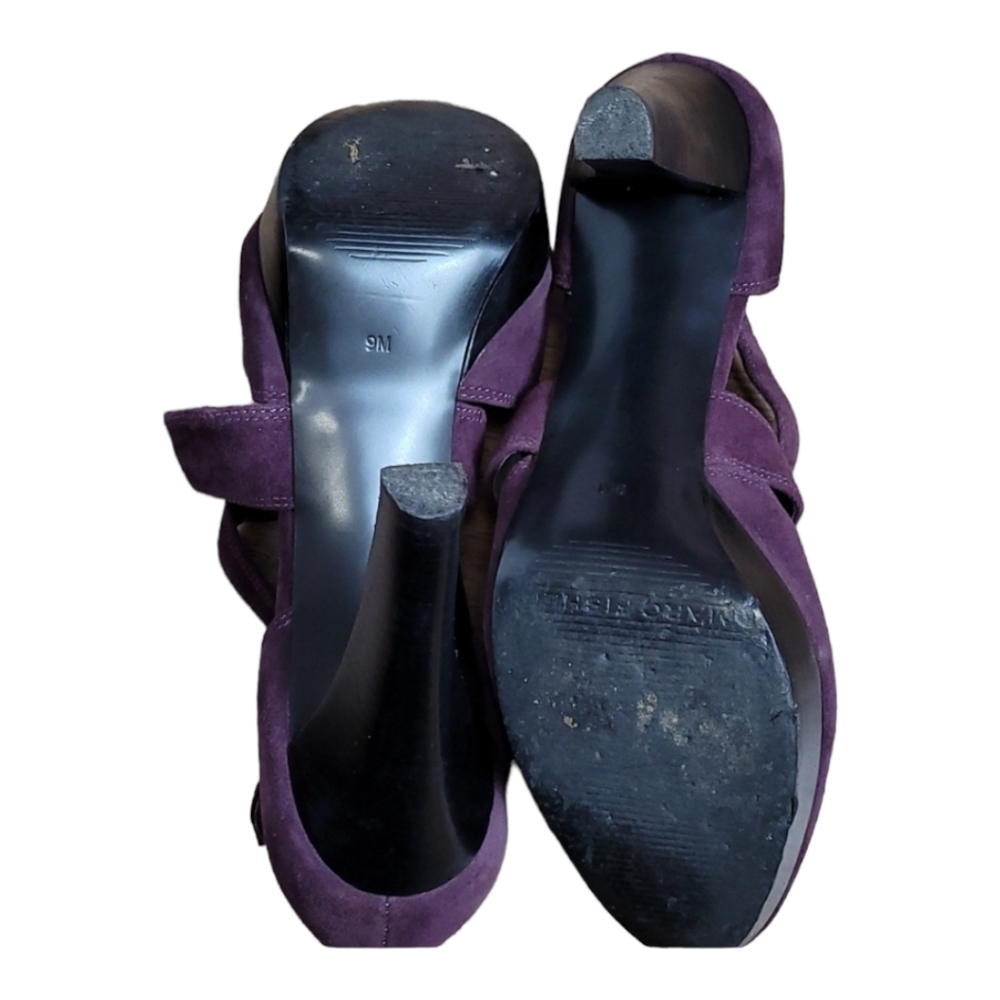 Marc Fisher Women's Suzy Suede leather platform strappy heels black purple 9 M - Picture 5 of 15